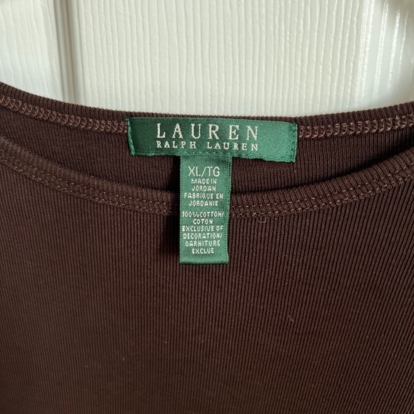 Ladies Lauren Ralph Lauren Long Sleeve Top Pocket‎ Ribbed Knit Casual Brown XL - Picture 3 of 8
